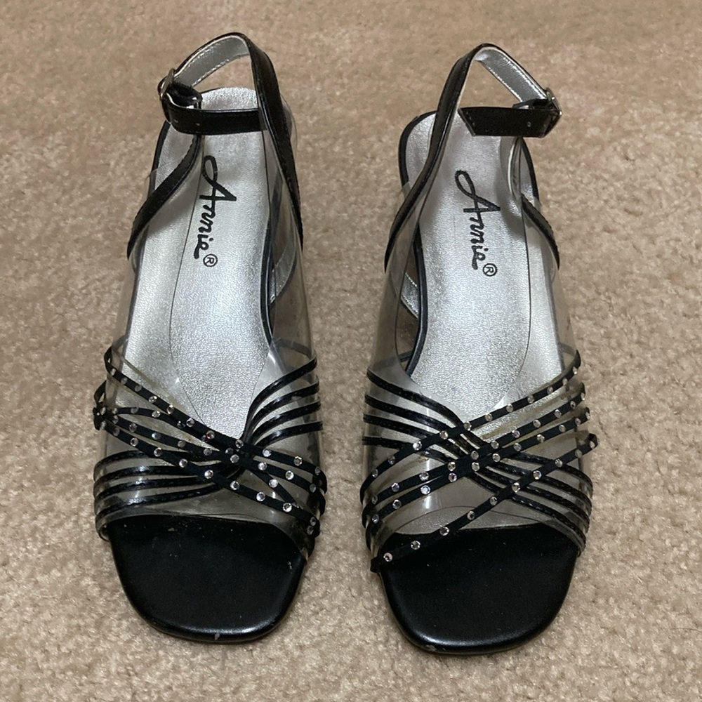 Annie Black and Silver Strappy Sandals